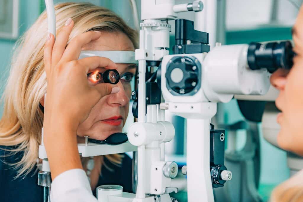 Ophthalmology. Examination With Magnifying Glass