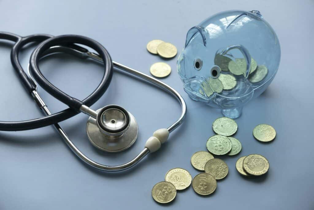 Concept of saving for Medical insurance costs or expense and financial checkup.